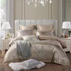 Gold Beige Blue Luxury classic silk cotton jacquard embroidery bedding set bed spread coverlet