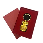 Customized gold pig metal keychain with beautifully wrapped box