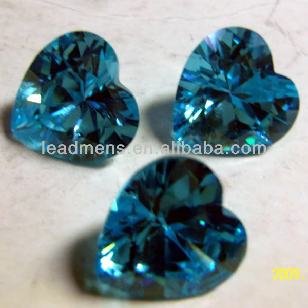 119#blue european brilliant heart shape spinel cubic zirconia cz