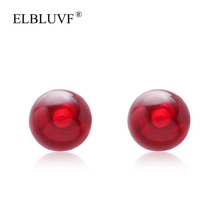 ELBLUVF High Quality 925 Sterling Silver Simple Red Garnet Ball Dot Shape Stud Earrings For Women
ELBLUVF High Quality 925 Sterling Silver Simple Red Garnet Ball Dot Shape Stud Earrings For Women