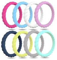 

Embossed Silicone Rubber Finger Rings Thin Braided Stackable Wedding Rings For Women