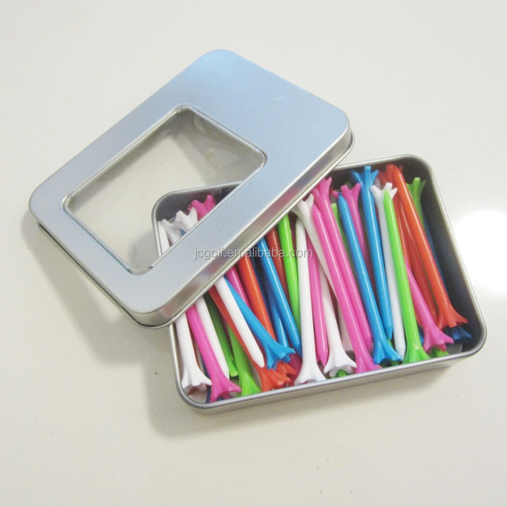 50/pack tin box packed 70mm plastic zero friction golf tees
50/pack tin box packed 70mm plastic zero friction golf tees