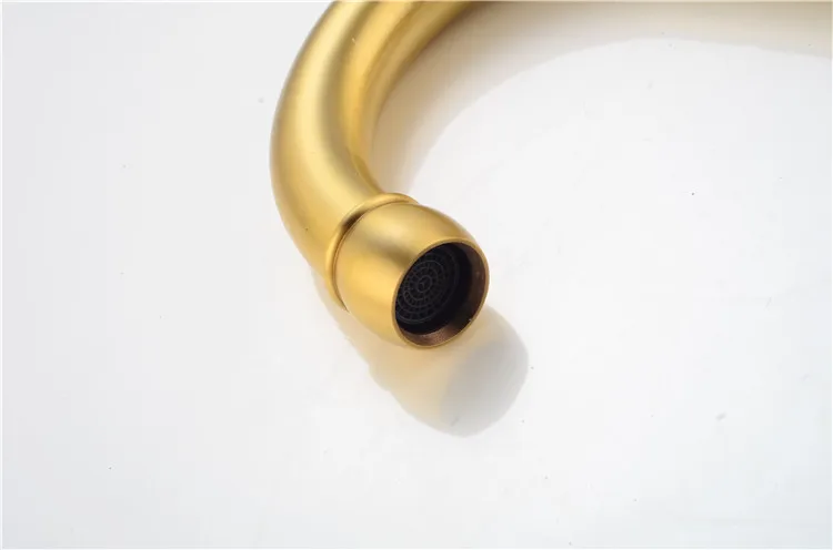 Brass 3 Holes Bathroom Taps Brushed Gold Basin Faucet