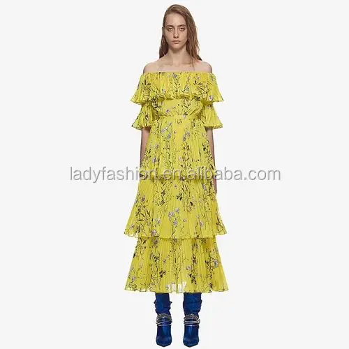 Self Portrait Dress 2018 Women Summer Off Shoulder Yellow Printed Ruffles Maxi Dress Pleated Long Dress Instock Wholesale A2292, Black
Self Portrait Dress 2018 Women Summer Off Shoulder Yellow Printed Ruffles Maxi Dress Pleated Long Dress Instock Wholesale A2292, Black