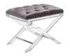 Modern clear acrylic X leg stufted enveloped bench entryway chair