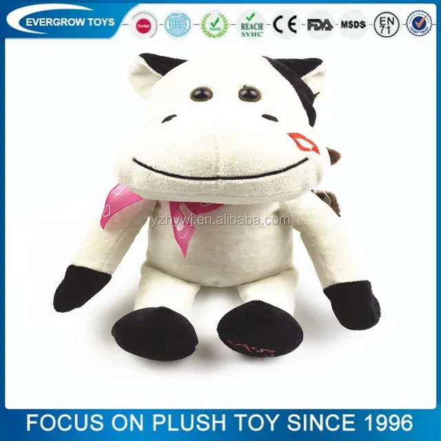 2017 hot sale valentine gifts lip print white cow soft plush toy
