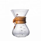 Hot selling high borsilicate Measuring glass coffee pot with wooden handle