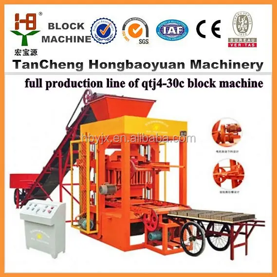 Hongbaoyuan機械工場用QTJ4-18顔レンガ製造機販売用小型建設ビルディングequipement仕入れ・メーカー・工場