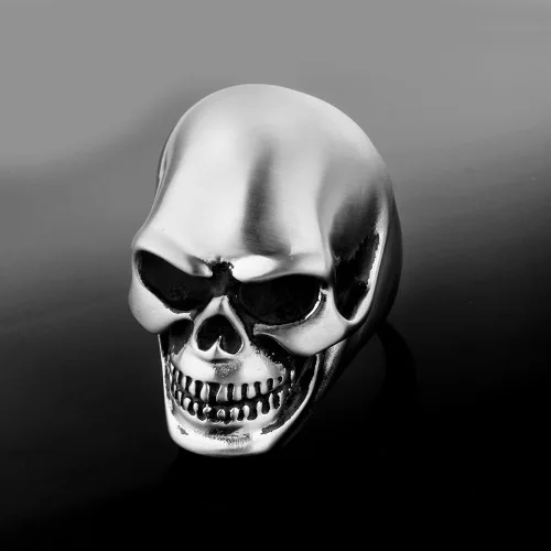 High Qulity Matt Black Skeleton Head Cool Man Skull with Solid Back for Strong Men Rings
