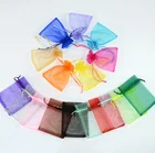 Custom Logo Printed Biodegradable Small Drawstring Organza Wedding Gift Candy Decorative Bag
