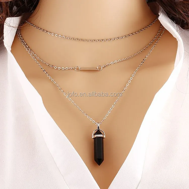 2015 Hot Sell Fashion Three Layer Silver Plated Obsidian Necklace Fashion Thin Chain Wear Natural Stone Necklaces
2015 Hot Sell Fashion Three Layer Silver Plated Obsidian Necklace Fashion Thin Chain Wear Natural Stone Necklaces