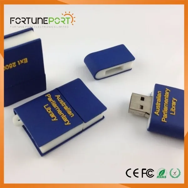 arrival book shape pvc usb flash drive cheap promotional gift