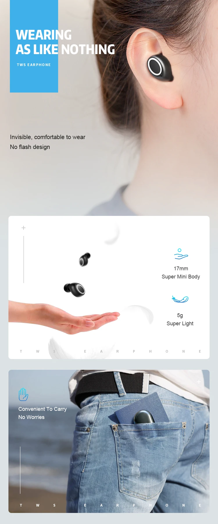 new arrival 3D Stereo Sound tws noise cancelling wireless bluetooths Touch Earbud headphones for iphone - ANKUX.COM