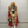 Real real fox fur lining parka with removable hoods removable lining parka