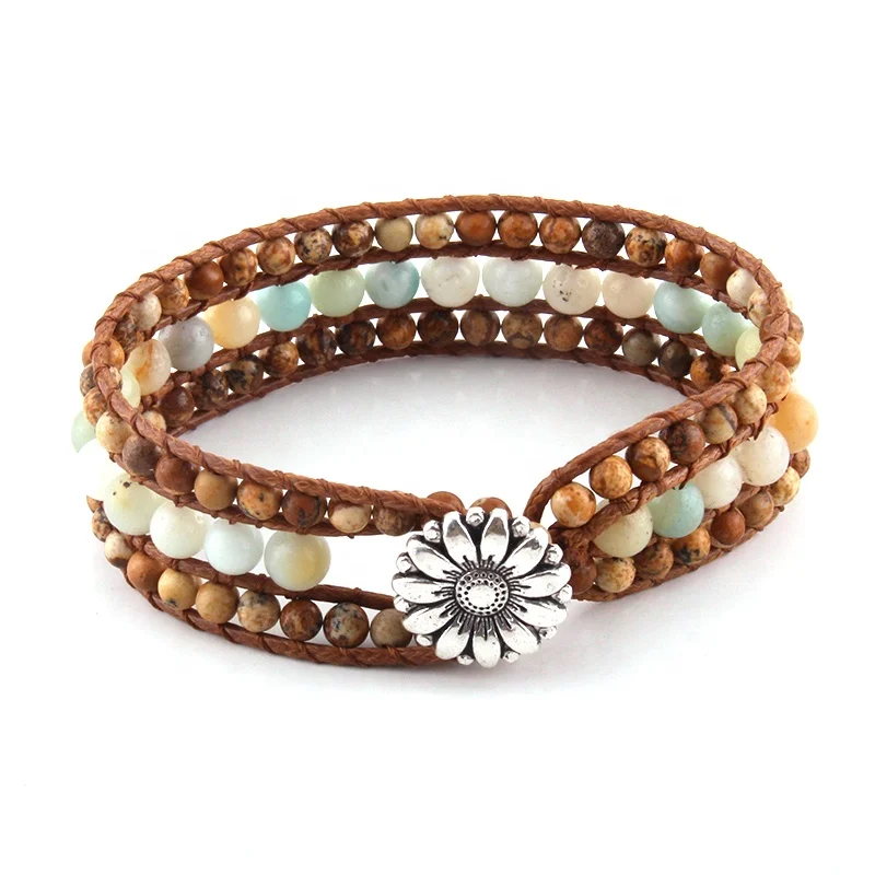 Beautiful Men Women Energy Beaded Jewelry Bracelet Handmade Brown Amazonite Natural Stone Wrap Bracelets Bangles
Beautiful Men Women Energy Beaded Jewelry Bracelet Handmade Brown Amazonite Natural Stone Wrap Bracelets Bangles