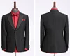 Closure collar two button black dress suit set