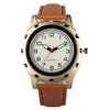 Trendy hot no brand name stainless steel case genuine leather japan quartz men watch