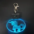 Laser Engraved Unicorn 3D design acrylic led keychain with metal keyring