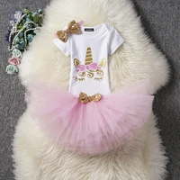 

1 Year Girl Baby Tutu Birthday Dress Romper+Tutu+Headband Newborn Clothes Christening Gown Toddler Unicorn Boutique Outfit 12M
