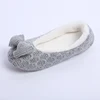 free sample ladies honey comb knit fox fur lined home indoor ballet slippers with knit bow