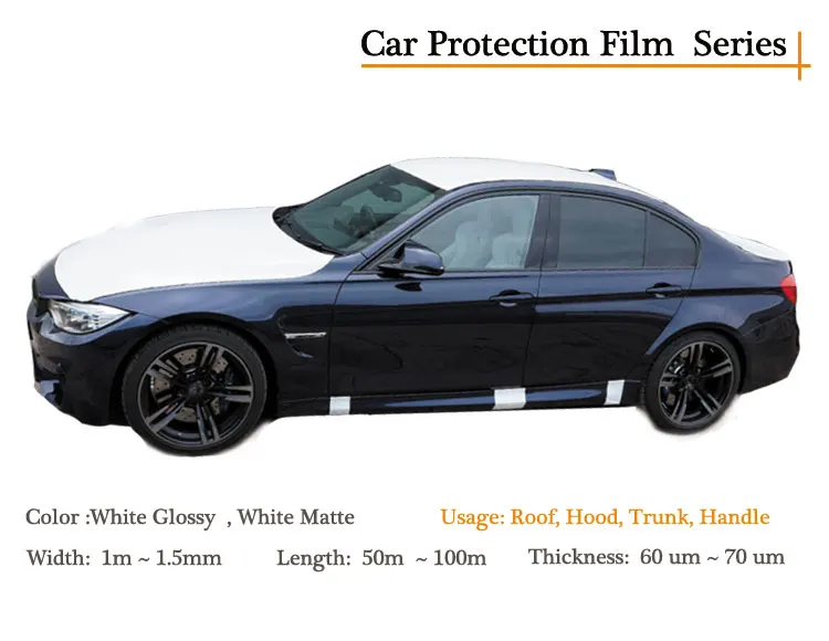 Car paint protection film for freshly painted surfaces for long-term outdoor exposure