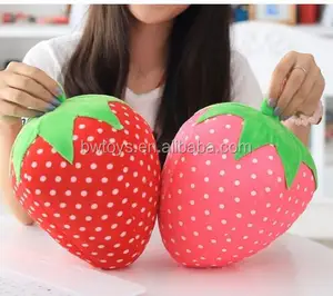 25cm birthday gift pink plush pillow, lovely strawberry fruit