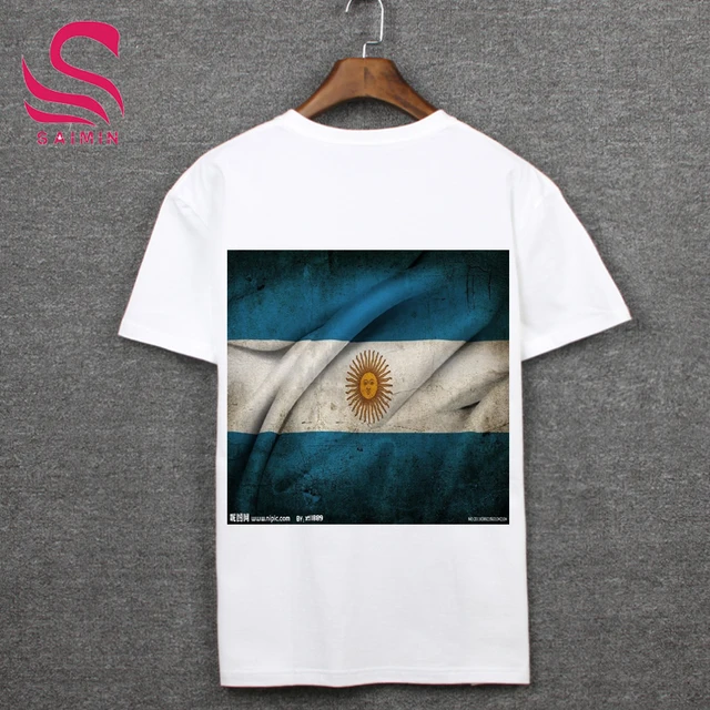 Russia's 2018 football World Cup fans equipped Argentina fans dedicated t-shirts Argentina flag shirt