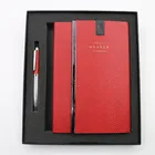 Customized engraving style A6 paper PU leather stationery memo notebook gift set