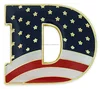 Enamel American Flag D Shape Lapel Pin