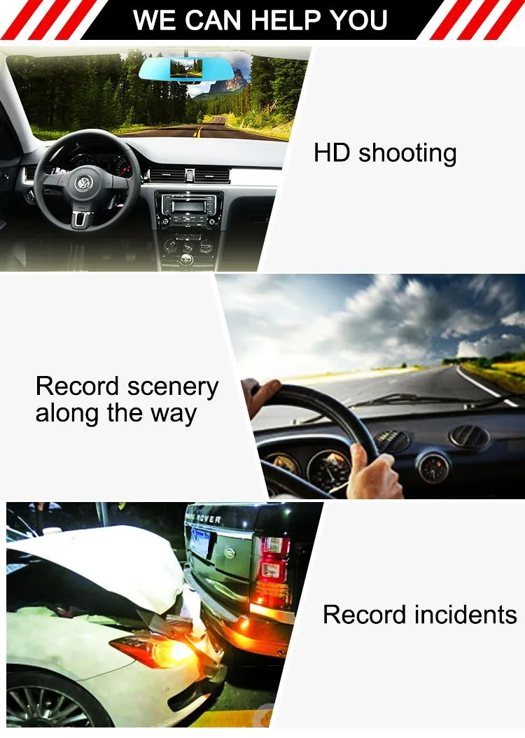 Android 4.4 Quad-core 5 inch Rearview Mirror radar detector with car dvr camera