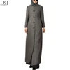 Best quality warm full length girls winter dress for muslim women long wool coat abaya with side pocket