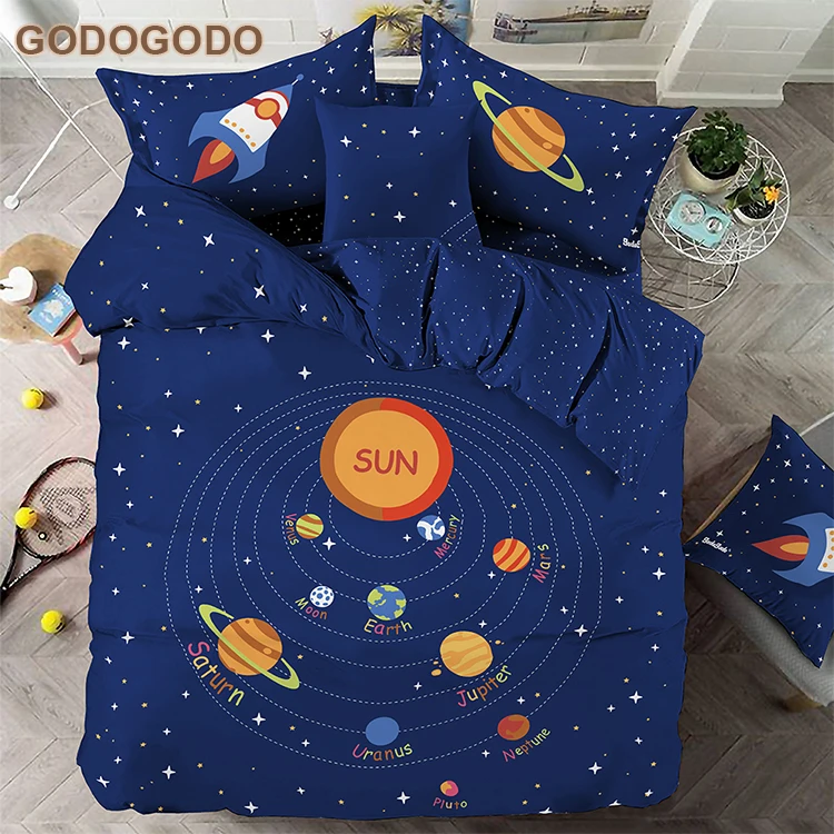 Customize Picture And Digital Print Star Sky Fantastic Bedclothes Bed Cover Pillow Case King Size Cotton Bedding Set 3D