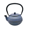 Light blue and gold enamel cast iron teapot