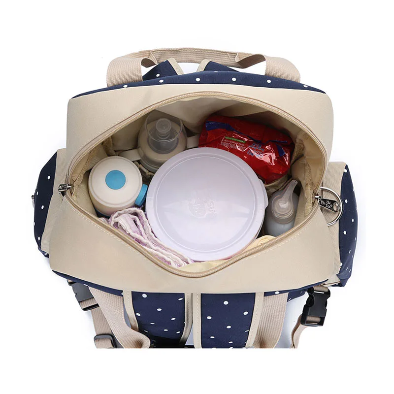 5 PcsSet Baby Diaper Bag Large Capacity Oxford Dot Nappy Backpack Waterproof Mummy Maternity Nursing Designer Mochila BB6019 (25)