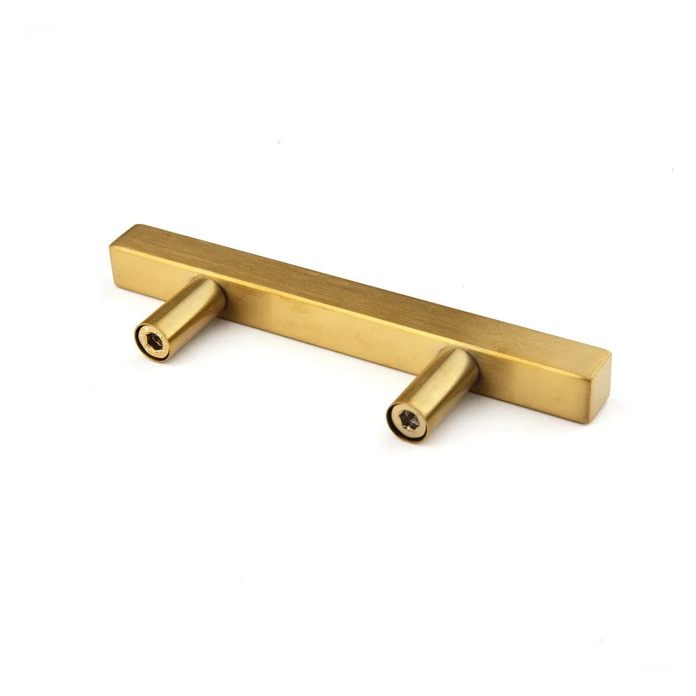 Square Gold Kitchen Cabinet Door Handle Brushed Brass Cabinet