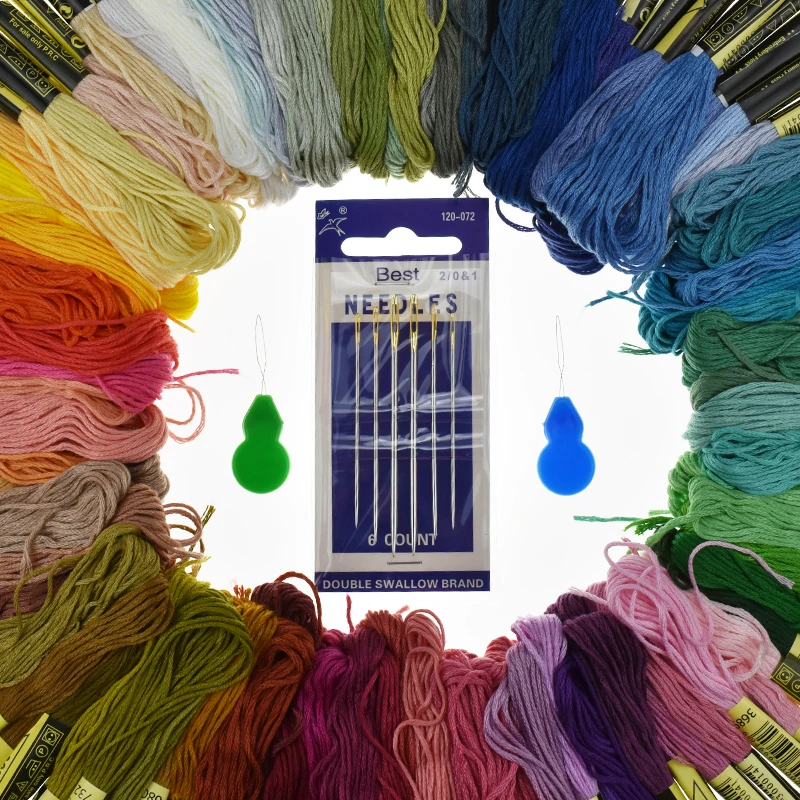 Looen Brand Embroidery Thread Random Color 100pcs Cross Stitch Threads with 6pcs Sewing Needles For Women Mom DIY Sewing Tools (4)