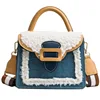 China Wholesale Amazon Factory price lady denim shoulder bag women plush handbag