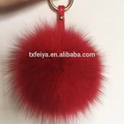Customized colorful real fur pompom keychain/fox fur ball keychain bag charms