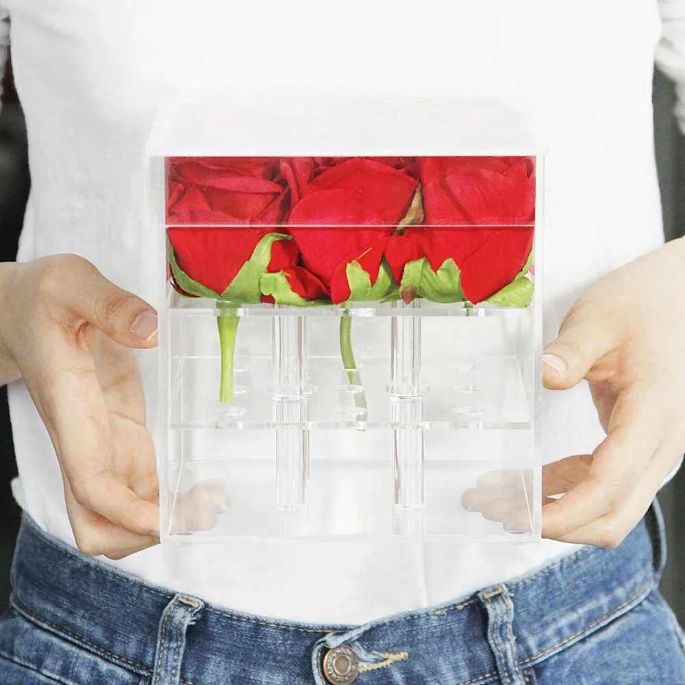clear plexiglass rose flower gift box acrylic soap flower