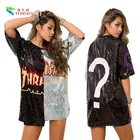 YIZHIQIU Sequin Top Blouse Women Short Sleeve Plus Size Dress