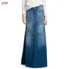Plus size wholesale long denim skirts maxi for ladies