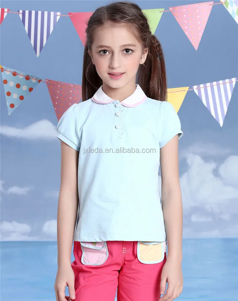 Little girl clothing suit kids bulk wholesale soft cotton children polo t shirt