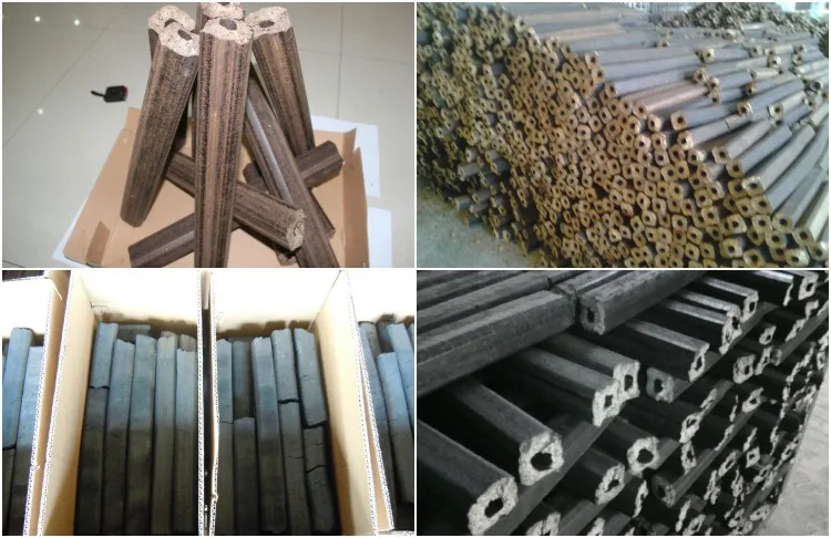 Small biomass wood straw rice husk coconut shell charcoal briquette making uses screw briquetting machine