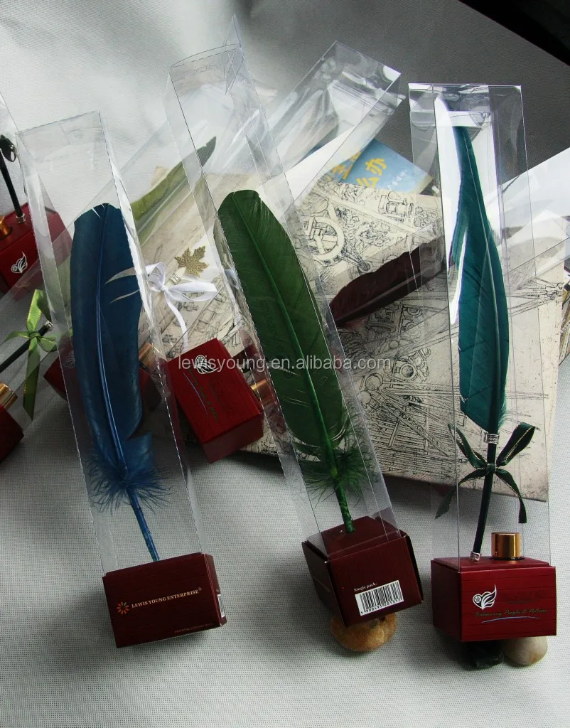 pvc box ls080g wholesale special gift item goose feather dip pen