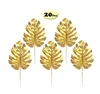 20 Pcs Golden Palm Leaves Artificial Tropical Palm Leaves for Hawaiian Luau Party Decoration, S