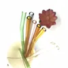 Wholesale Clear Colorful Glass Straw Set Borosilicate Reusable Eco Friendly Glass Straw with Cleaning Brush