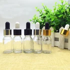 Blue Glass Bottle Glass Wholesale 15ml Amber Clear Green Blue Essential Oil Glass Dropper Bottle With Childproof Cap
