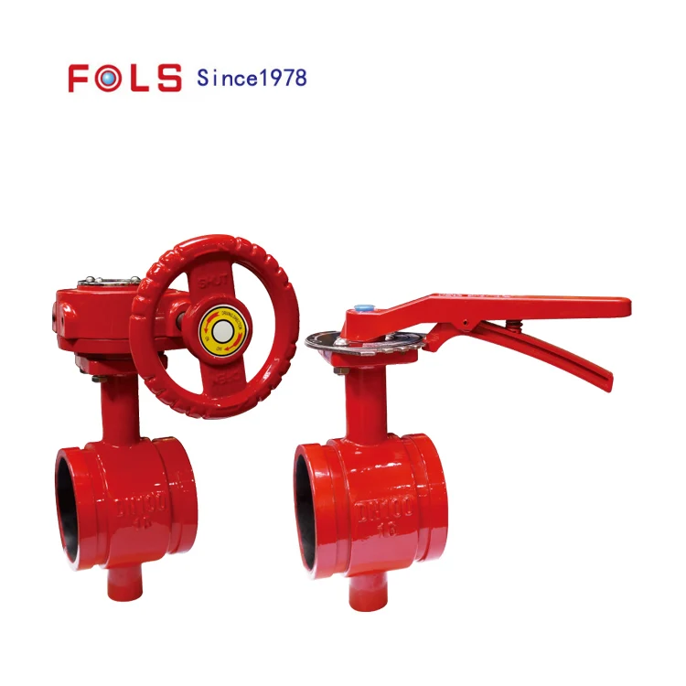 Manual hand lever operated cast iron groove type butterfly valve