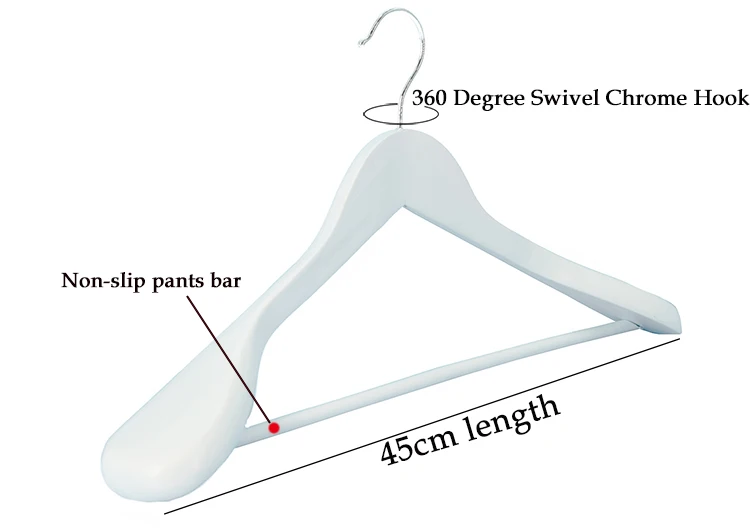 Luxury white wood suit customised hanger with pants bar