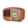 wireless outdoor mini bluetooth speaker with retro wooden radio and micro sd card